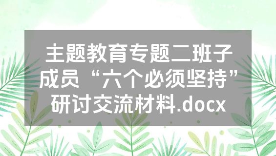主题教育专题二班子成员“六个必须坚持”研讨交流材料.docx