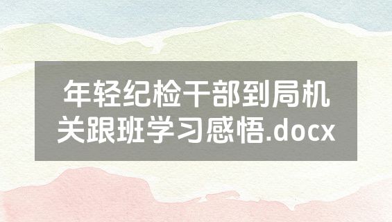 年轻纪检干部到局机关跟班学习感悟.docx