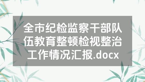 全市纪检监察干部队伍教育整顿检视整治工作情况汇报.docx