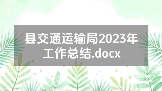县交通运输局2023年工作总结.docx
