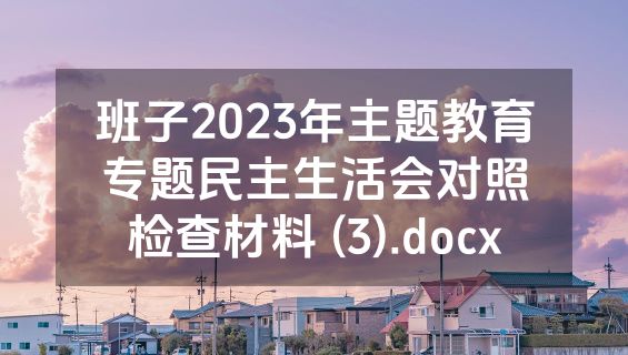班子2023年主题教育专题民主生活会对照检查材料 (3).docx