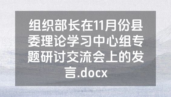 组织部长在11月份县委理论学习中心组专题研讨交流会上的发言.docx