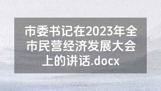 市委书记在2023年全市民营经济发展大会上的讲话.docx