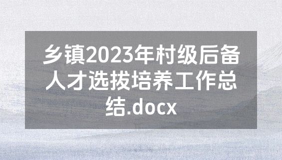 乡镇2023年村级后备人才选拔培养工作总结.docx