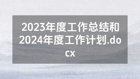 2023年度工作总结和2024年度工作计划.docx