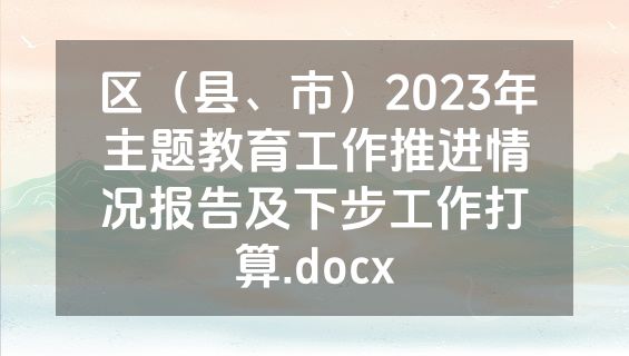 区（县、市）2023年主题教育工作推进情况报告及下步工作打算.docx