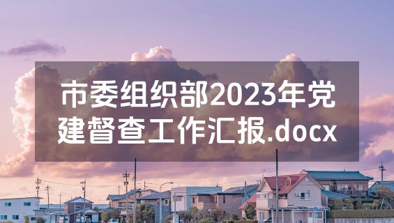 市委组织部2023年党建督查工作汇报.docx