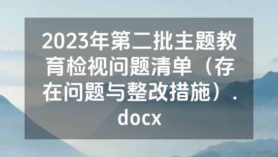 2023年第二批主题教育检视问题清单（存在问题与整改措施）.docx