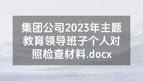 集团公司2023年主题教育领导班子个人对照检查材料.docx