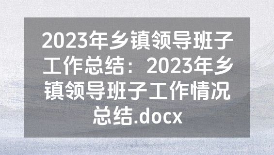 2023年乡镇领导班子工作总结：2023年乡镇领导班子工作情况总结.docx