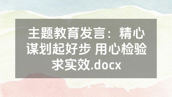 主题教育发言：精心谋划起好步 用心检验求实效.docx