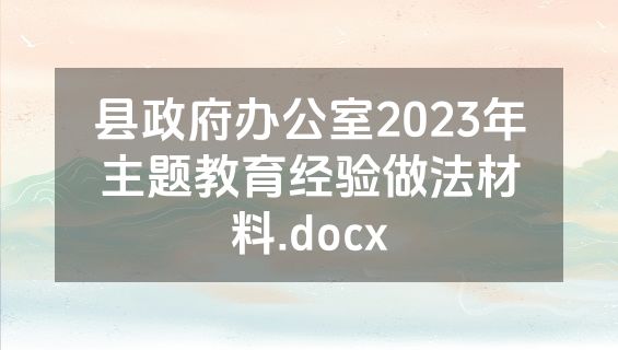 县政府办公室2023年主题教育经验做法材料.docx