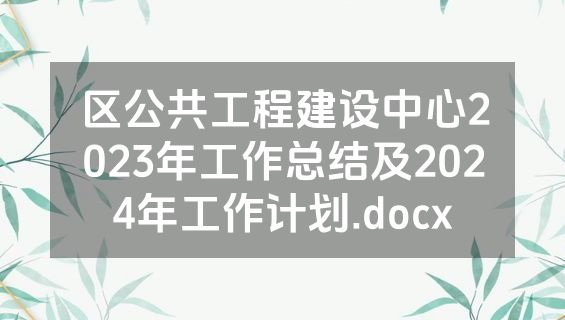 区公共工程建设中心2023年工作总结及2024年工作计划.docx