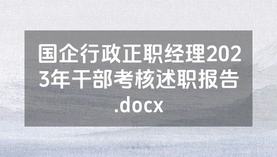 国企行政正职经理2023年干部考核述职报告.docx