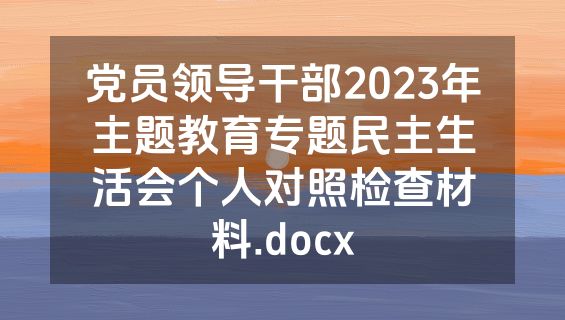 党员领导干部2023年主题教育专题民主生活会个人对照检查材料.docx