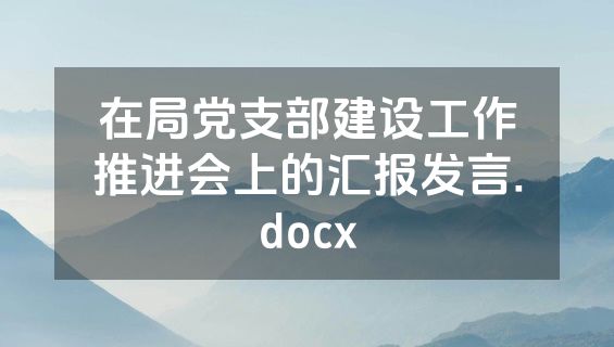 在局党支部建设工作推进会上的汇报发言.docx