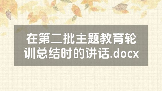在第二批主题教育轮训总结时的讲话.docx