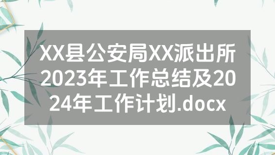 XX县公安局XX派出所2023年工作总结及2024年工作计划.docx