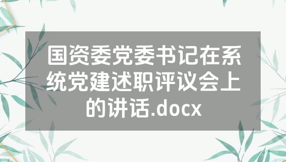 国资委党委书记在系统党建述职评议会上的讲话.docx