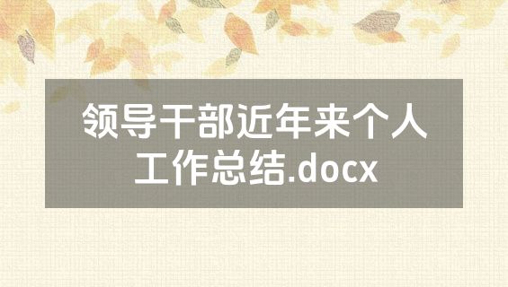 领导干部近年来个人工作总结.docx