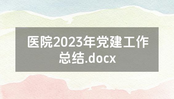 医院2023年党建工作总结.docx