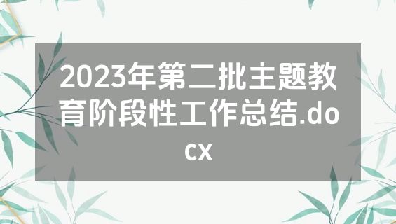 2023年第二批主题教育阶段性工作总结.docx