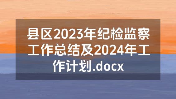 县区2023年纪检监察工作总结及2024年工作计划.docx