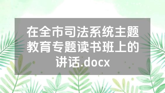 在全市司法系统主题教育专题读书班上的讲话.docx