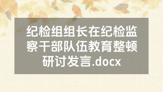 纪检组组长在纪检监察干部队伍教育整顿研讨发言.docx