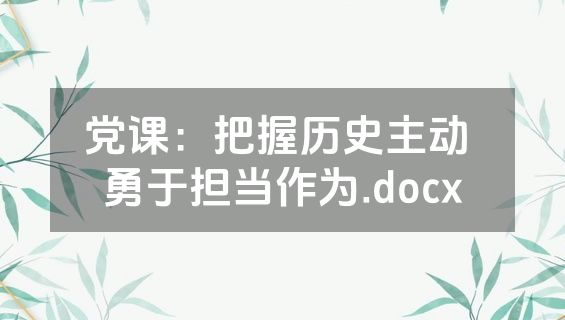 党课：把握历史主动 勇于担当作为.docx