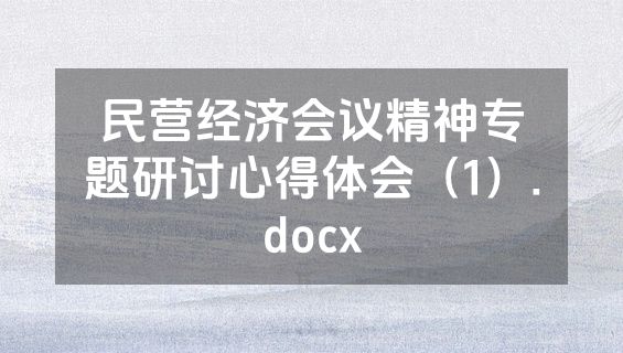 民营经济会议精神专题研讨心得体会（1）.docx