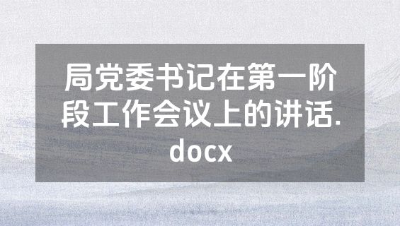 局党委书记在第一阶段工作会议上的讲话.docx
