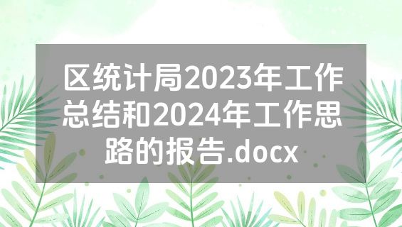 区统计局2023年工作总结和2024年工作思路的报告.docx