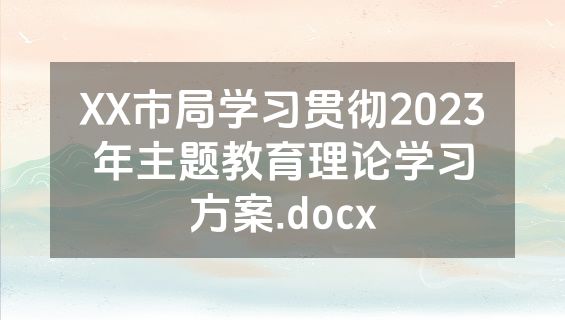 XX市局学习贯彻2023年主题教育理论学习方案.docx