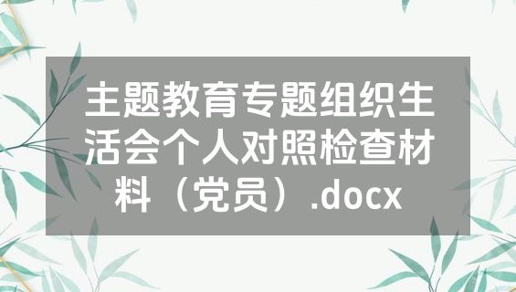 主题教育专题组织生活会个人对照检查材料（党员）.docx