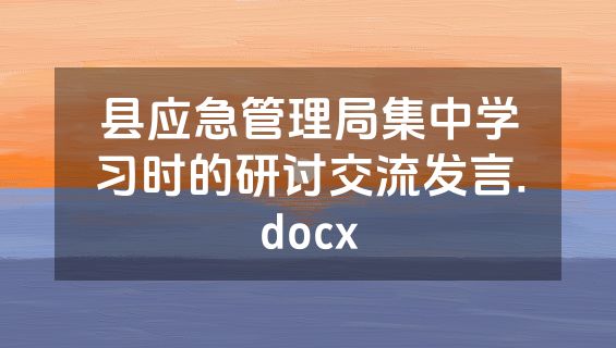 县应急管理局集中学习时的研讨交流发言.docx