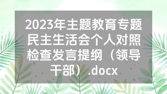 2023年主题教育专题民主生活会个人对照检查发言提纲（领导干部）.docx