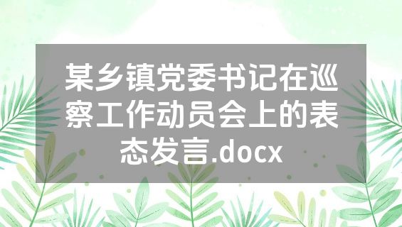 某乡镇党委书记在巡察工作动员会上的表态发言.docx