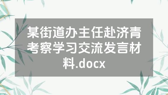 某街道办主任赴济青考察学习交流发言材料.docx