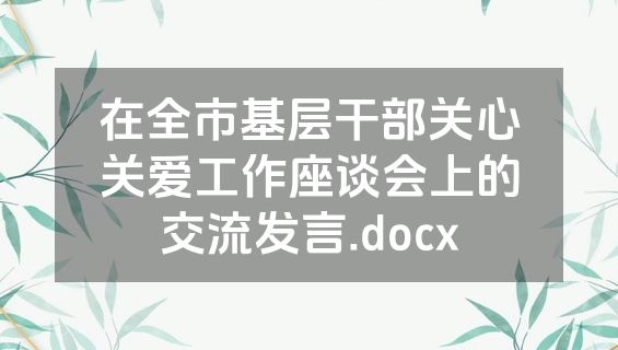 在全市基层干部关心关爱工作座谈会上的交流发言.docx