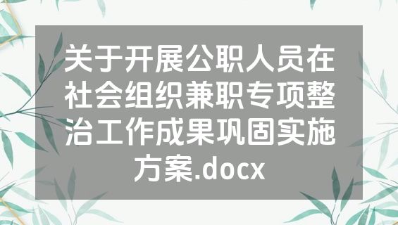 关于开展公职人员在社会组织兼职专项整治工作成果巩固实施方案.docx
