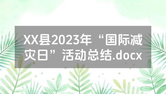 XX县2023年“国际减灾日”活动总结.docx