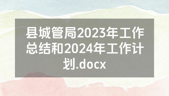 县城管局2023年工作总结和2024年工作计划.docx