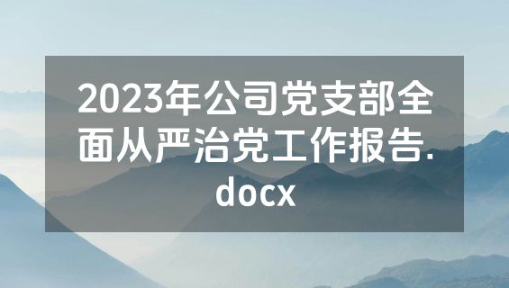 2023年公司党支部全面从严治党工作报告.docx
