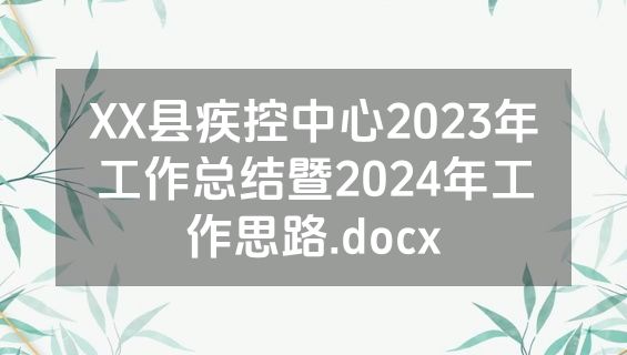 XX县疾控中心2023年工作总结暨2024年工作思路.docx