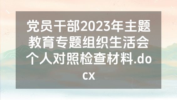 党员干部2023年主题教育专题组织生活会个人对照检查材料.docx