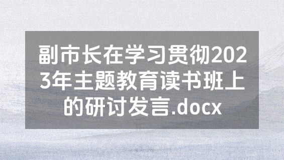 副市长在学习贯彻2023年主题教育读书班上的研讨发言.docx