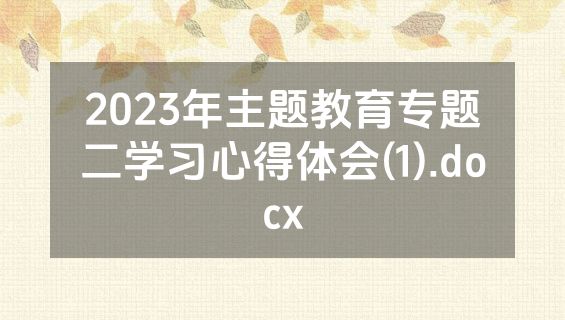 2023年主题教育专题二学习心得体会(1).docx