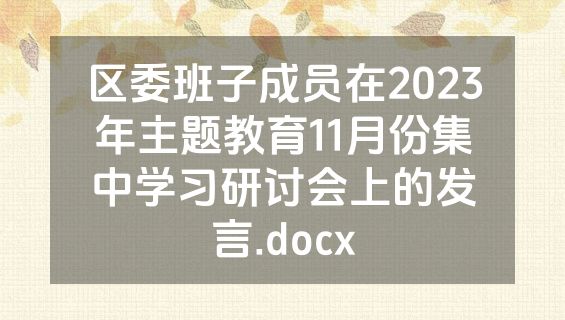 区委班子成员在2023年主题教育11月份集中学习研讨会上的发言.docx
