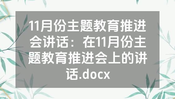 11月份主题教育推进会讲话：在11月份主题教育推进会上的讲话.docx
